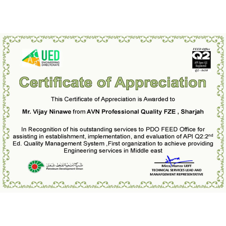 Certificate of Appreciation - Vijay_AVNPQ